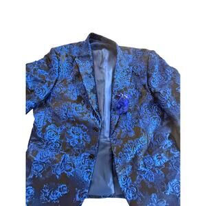 simply styled amparo blue Jacquard blazer black button down 2xl